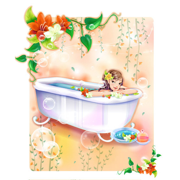woman wellness web vector unique ui elements stylish spa scene spa background spa scene relaxing quality original new interface illustrator high quality hi-res HD graphic fresh free download free flowers floral elements download detailed design creative claw tub cartoon card background AI 