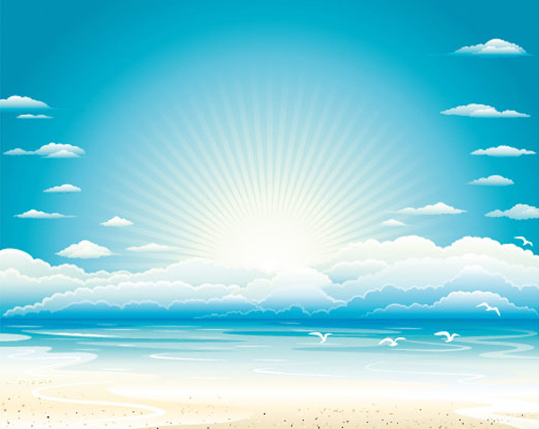 web vector unique ui elements tropical sunshine sunny sun rays sun summer stylish sea scene sandy sand rays quality original ocean new interface illustrator high quality hi-res HD graphic fresh free download free EPS elements download detailed design creative clouds blue beach background 