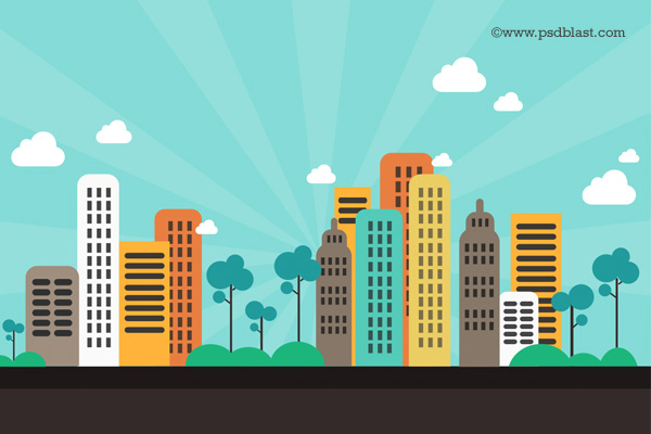 ui elements skyline psd interface high rise free download free flat download cityscape city cartoon buildings background 