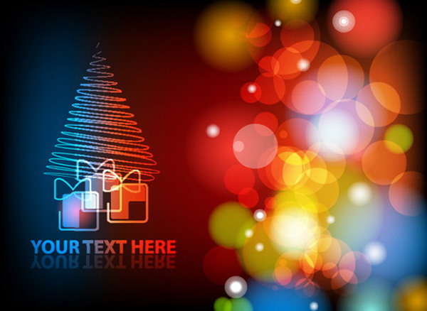 vector free download free colorful christmas tree christmas card bokeh background abstract 