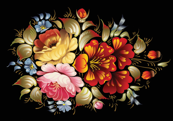 vector still life painting free download free folk art flowers floral painting floral colorful art 
