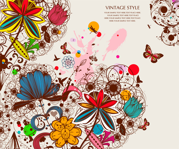 vintage vector free download free floral art floral butterflies background art abstract 