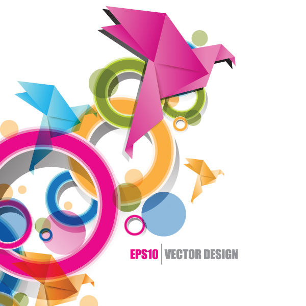 vector ui elements ui pink origami free download free circles birds background abstract 