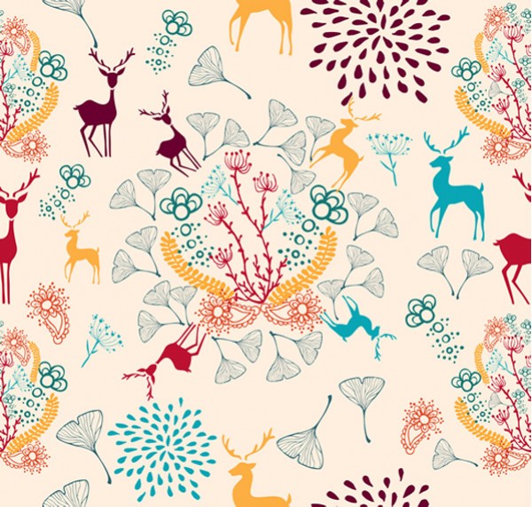 vector theme silhouette reindeer pattern free download free floral christmas background 