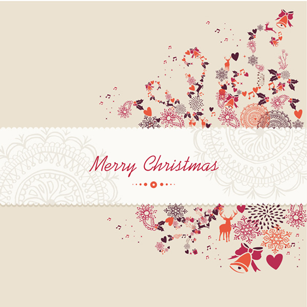 vector reindeer musical notes mistletoe lacy lace hearts free download free christmas card banner background 