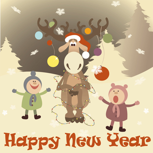 vector reindeer new year kids free download free christmas children cartoon card background 