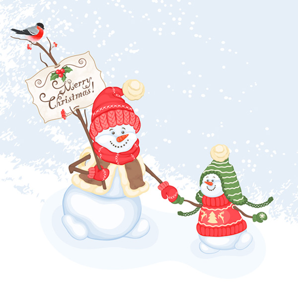 winter vector snowman scene hats free download free christmas card background 