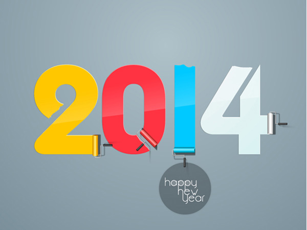 vector roller paint new year happy new year 2014 free download free colorful card brush background 2014 