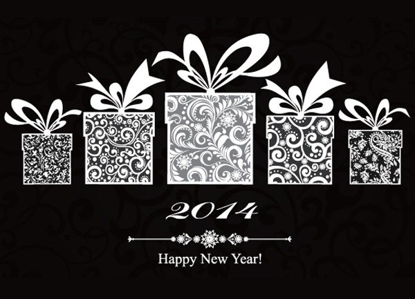 vector ribbons pattern new year giftboxes free download free decorated card bows background 2014 