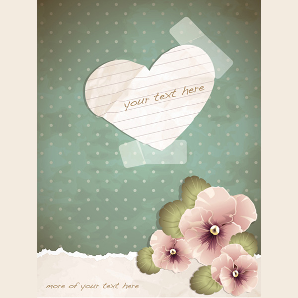 vintage vector romantic old fashioned heart grunge free download free flowers floral dotted card background 