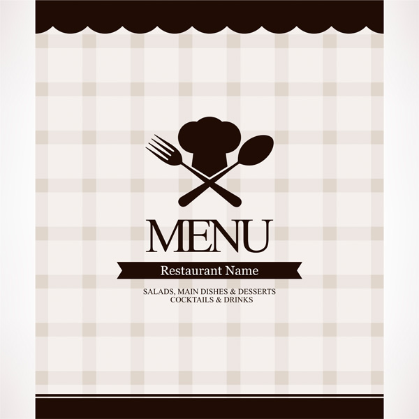 vector squares spoon restaurant menu pattern menu cover gingham free download free fork chef hat checkered checked cafe menu background 