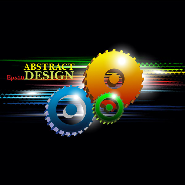 wheels vector lines lights glowing gears free download free colorful cogs black background abstract 