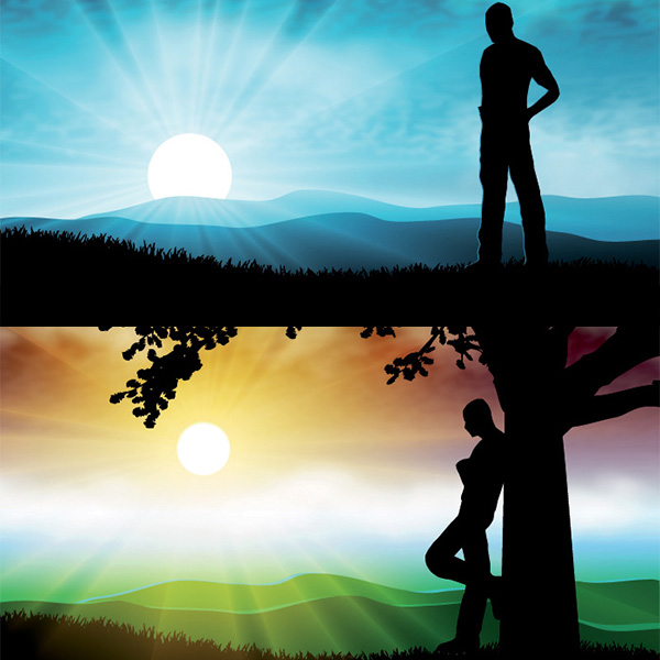 vector tree sunset silhouette person man landscape free download free background 