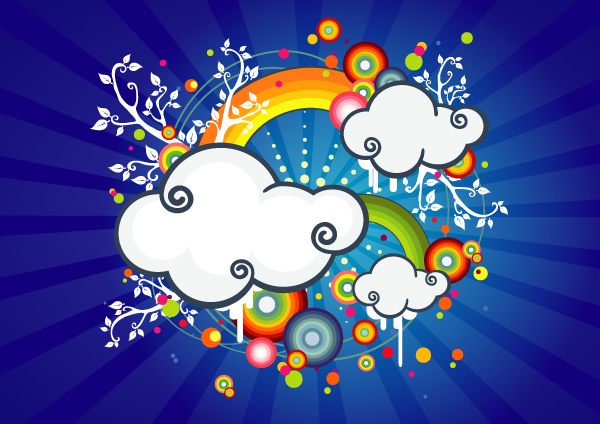 vector rainbow free download free floral colorful clouds circles children cartoon background abstract 