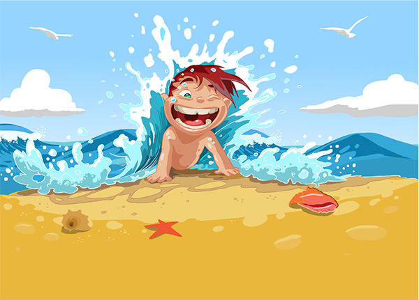 5 Cartoon  Kids  Beach  Fun Vector Backgrounds WeLoveSoLo