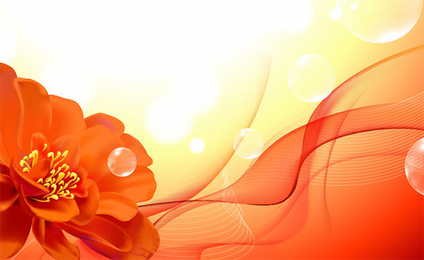 wavy waves vector red orange glowing free download free flower floral bubbles background 