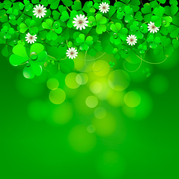 vector st patrick's day green free download free floral daisies clover bubbles bokeh background abstract 
