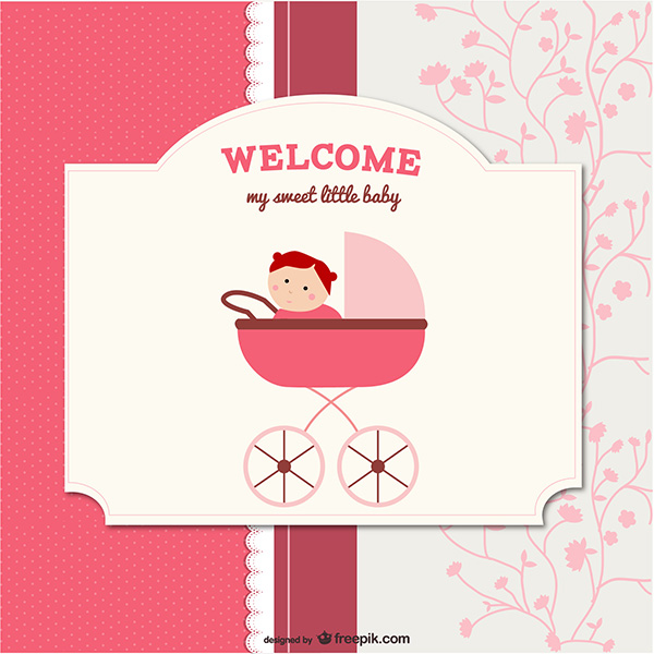 vintage vector pink lace free download free floral card buggy background baby card baby 