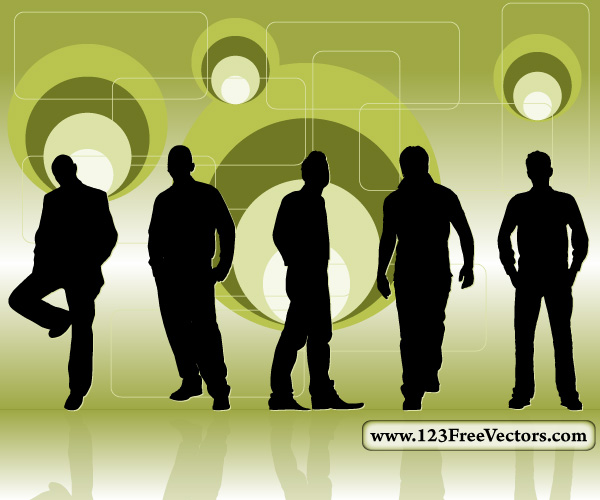 vector silhouettes retro men silhouette men lines green free download free circles background 