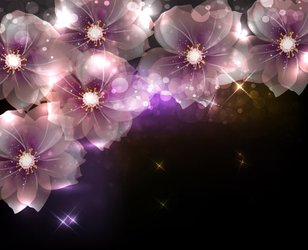 vector glowing free download free flowers floral bokeh black background abstract 
