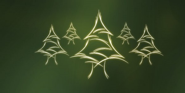vector trees sharp psd Photoshop hand draw free vectors green golden light glowing free downloads EPS christmas 