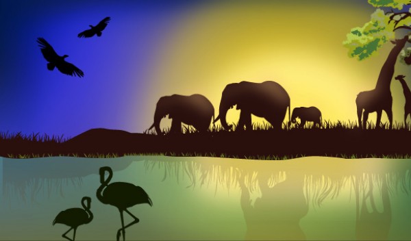 wilderness water vector tropical sky nature landscape grass free vectors free downloads forest elephant download beutifull animals africa 