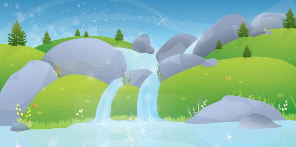 well water Vectors valley spring scenery pure mountain mineral lake free vectors free download fountain 