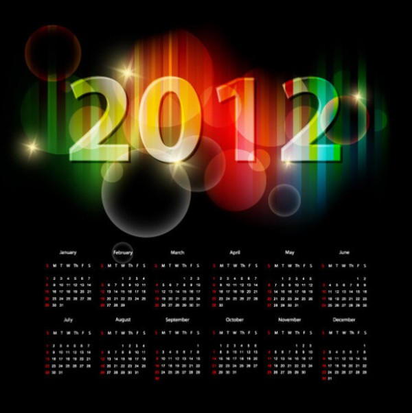 vector sparkly photoshop resources glowing calendar 2012 