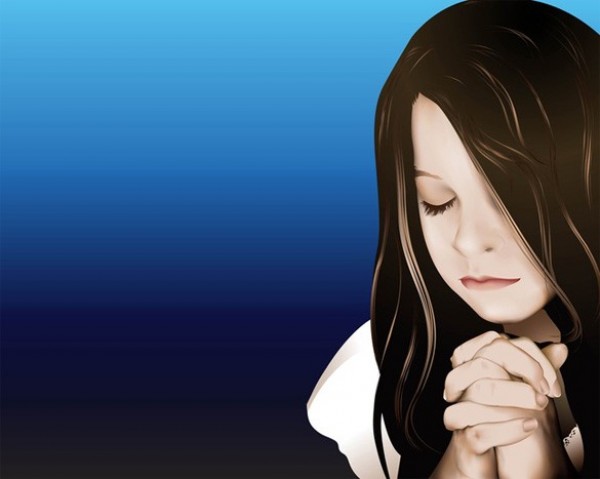 web vector unique stylish spirituality religious religion quality praying girl praying prayer portrait original illustrator high quality graphic fresh free download free faith download design creative clasped hands bowed head belief 