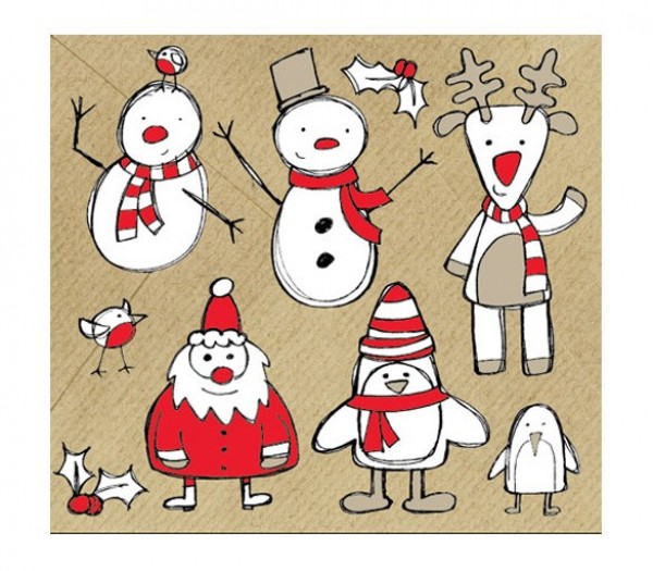 web vector unique ui elements stylish snowman sketched santa reindeer quality original new interface illustrator high quality hi-res HD hand drawn graphic fresh free download free elements download detailed design creative 
