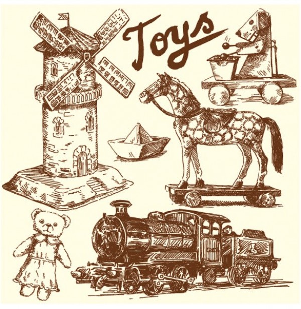 windmill vintage toys vintage vector unique toys stylish sketched quality pull toy original old train illustrator high quality hand drawn graphic free download free download creative child's vintage toy 