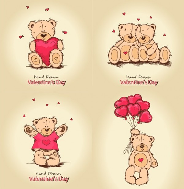 web vector valentines day valentines unique ui elements teddy bear stylish quality original new interface illustrator high quality hi-res hearts heart HD hand drawn graphic fresh free download free elements download detailed design creative 