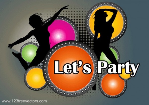 web vector unique ui elements stylish silhouettes quality poster original new music lights let's party poster interface illustrator high quality hi-res HD halftone graphic girl silhouette fresh free download free elements download detailed design dancer silhouette dancer creative colorful circles 