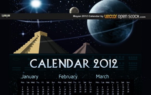 yearly calendar year web vector unique ui elements stylish stars spanish quality pyramids planets original new moon Mayan calendar mayan interface illustrator high quality hi-res HD graphic fresh free download free english elements download detailed design creative 2012 