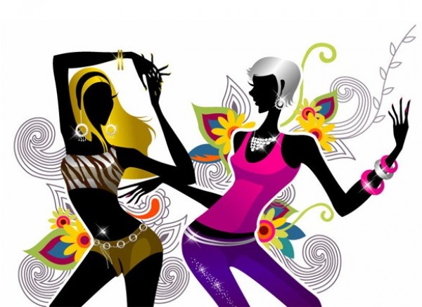web vector unique stylish silhouette quality party original illustrator illustration high quality graphic girls fresh free download free floral EPS download design dancing girls dancing creative background abstract 