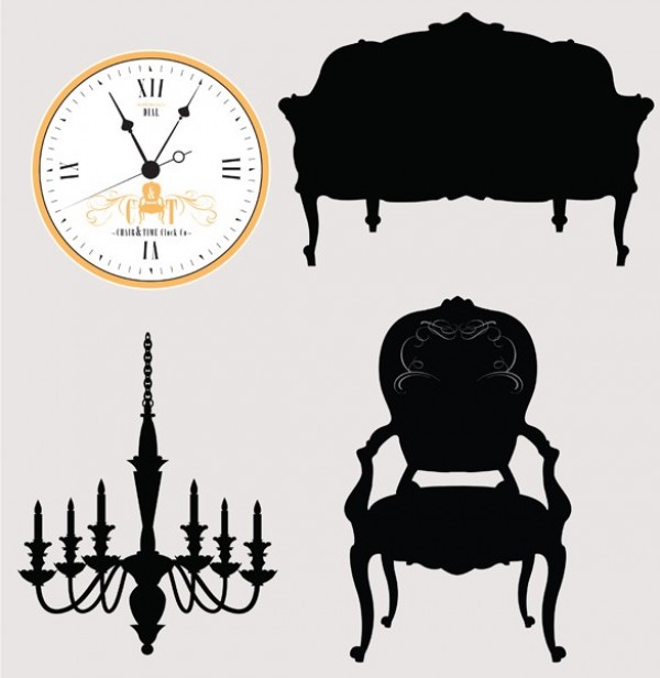 web vector unique ui elements stylish sofa silhouettes queen anne quality original new interface illustrator high quality hi-res HD graphic furniture fresh free download free elements download detailed design creative clock chandelier arm chair antique 