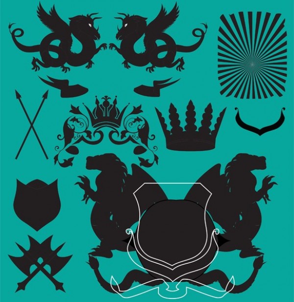 winged lions web vector unique ui elements stylish silhouette shield set quality original new interface illustrator high quality hi-res heraldry heraldic HD graphic fresh free download free emblem elements dragons download detailed design crowns crossed swords crest creative banners 