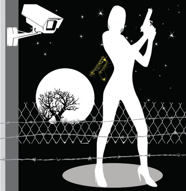 woman silhouette web vector unique ui elements thief stylish stars starry security camera quality original new interface illustrator high quality hi-res HD gun graphic full moon fresh free download free EPS elements download detailed design creative cat burglar AI 