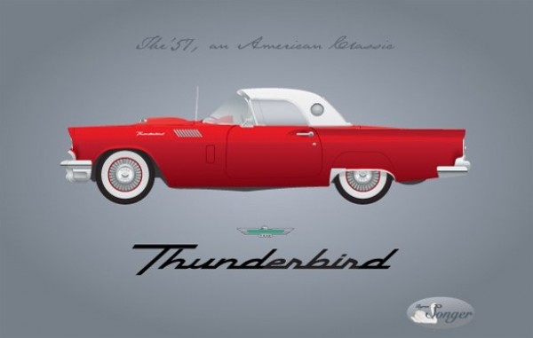 web vintage vector unique ui elements thunderbird stylish retro red quality original new interface illustrator hotrod high quality hi-res HD graphic fresh free download free ford elements download detailed design creative collectible classic car AI 57 1957 
