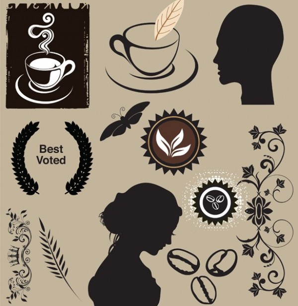 wreath woman web vector unique ui elements stylish silhouette set quality original new man interface illustrator high quality hi-res head HD graphic fresh free download free floral elements floral EPS elements download detailed design decorative creative coffee cup coffee butterfly bust beans badges AI 