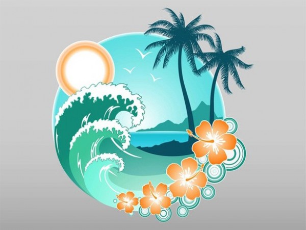web vector vacation unique ui elements tropics tropical island tropical travel stylish quality PDF palm trees original ocean waves new logo interface illustrator high quality hibiscus flower hi-res HD graphic fresh free download free elements download detailed design creative AI 