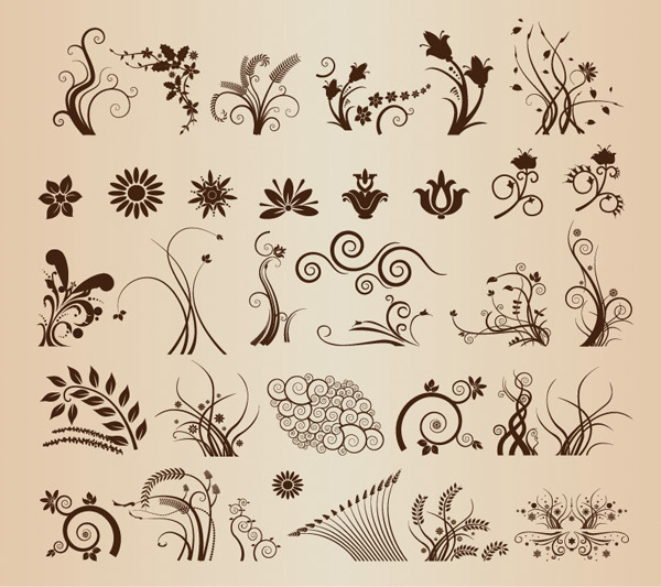 wheat stalk vector floral vector swirls free download free flourish floral elements floral decoration 