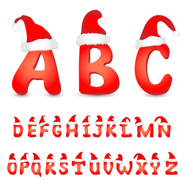 vector santa hat red free download free font christmas font alphabet 