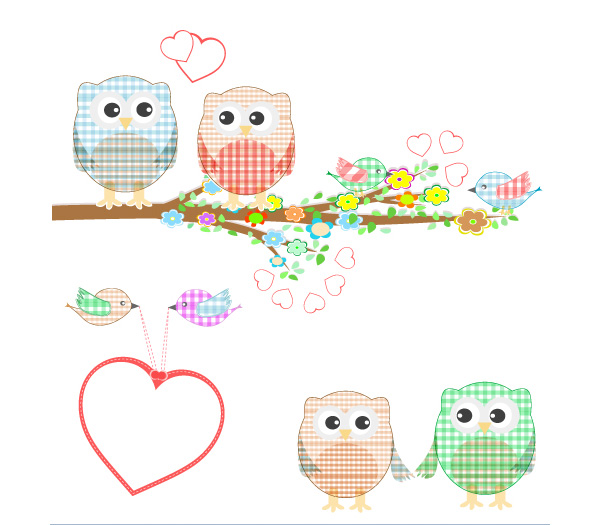 vector spring owls illustration free download free cute cartoon branch birds background 