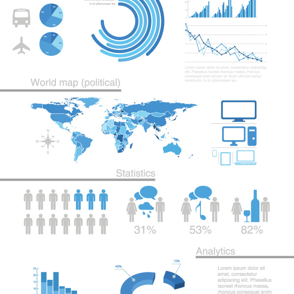 world map vector transportation icons statistics set pie charts line graphs infographic graphs free download free elements charts 