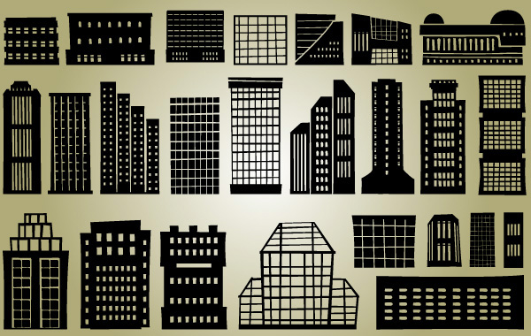 vector silhouette buildings silhouette industrial high rise free download free cityscape city silhouette buildings apartments 