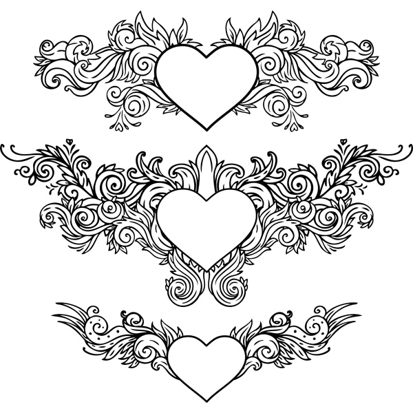 vector hearts vector valentines ornaments hearts free download free floral decoration 