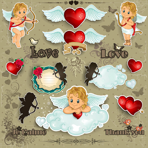 wings vector valentines silhouette love hearts free download free day cutout cupid clouds butterfly 