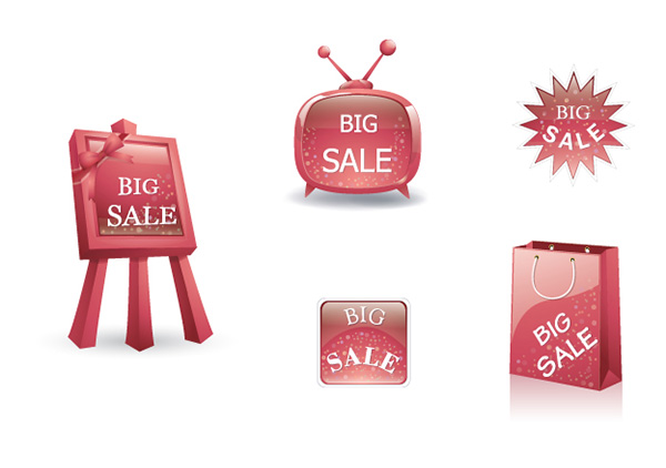 vector tv sticker sign set sale event sale red promotional promo free download free big sale 