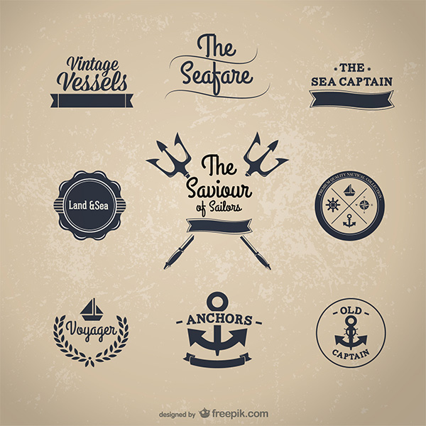 vector ship set sea pitch fork ocean nautical stickers nautical label free download free captain badge anchor 